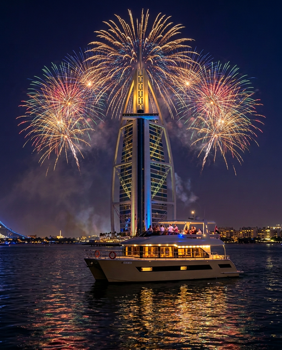 New Year's Eve Yacht Party with Burj Al Arab Fireworks