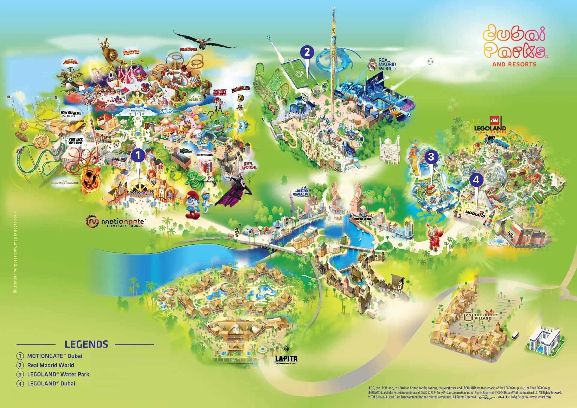 Map of Dubai Parks and Resorts